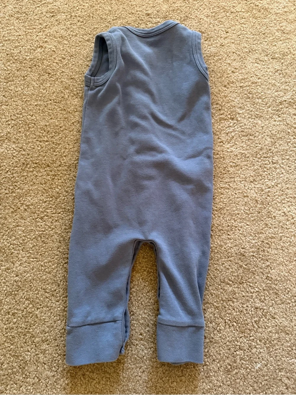 Kate Quinn Organic Sleeveless Button-Front Baby Romper in Slate Blue